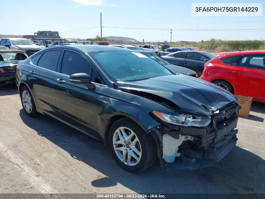 2016 Ford Fusion Se VIN: 3FA6P0H75GR144229 Lot: 40152704