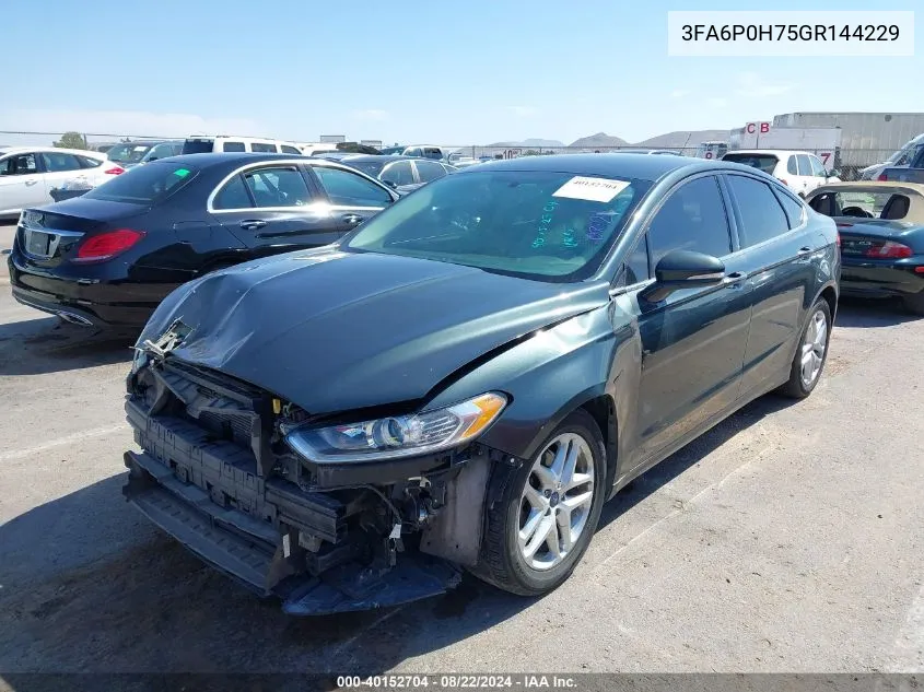 2016 Ford Fusion Se VIN: 3FA6P0H75GR144229 Lot: 40152704