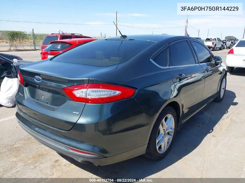 2016 Ford Fusion Se VIN: 3FA6P0H75GR144229 Lot: 40152704