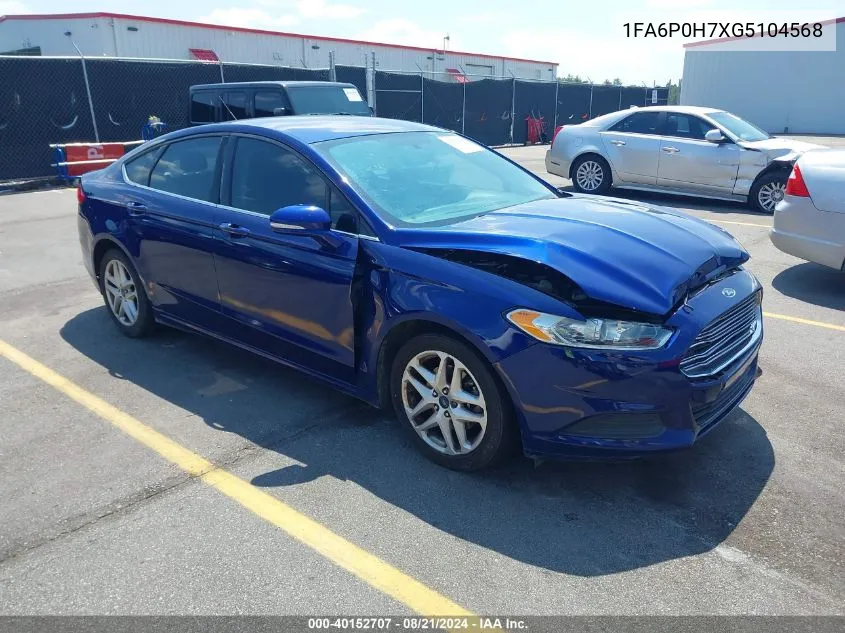 2016 Ford Fusion Se VIN: 1FA6P0H7XG5104568 Lot: 40152707