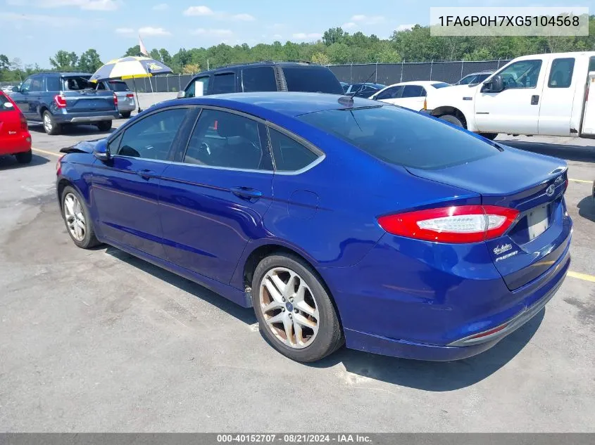 1FA6P0H7XG5104568 2016 Ford Fusion Se