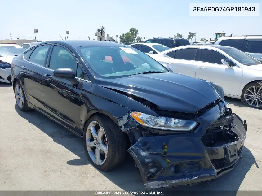 2016 Ford Fusion S VIN: 3FA6P0G74GR186943 Lot: 40153441