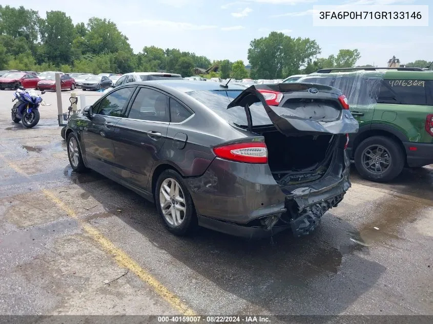 2016 Ford Fusion Se VIN: 3FA6P0H71GR133146 Lot: 40159007