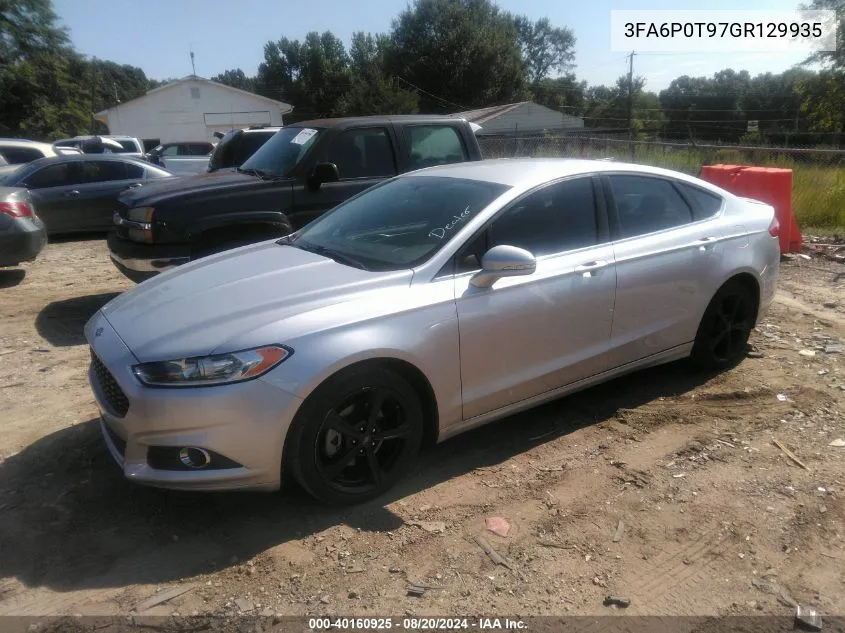 2016 Ford Fusion Se VIN: 3FA6P0T97GR129935 Lot: 40160925