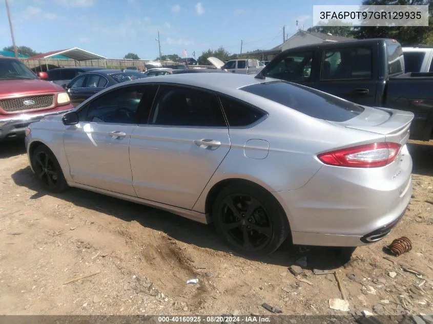 2016 Ford Fusion Se VIN: 3FA6P0T97GR129935 Lot: 40160925