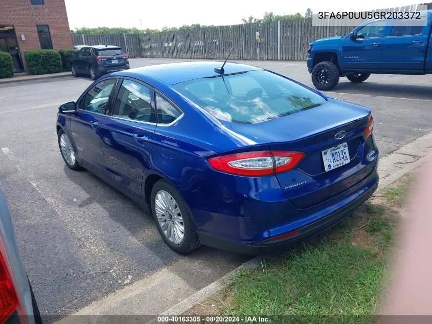 2016 Ford Fusion Hybrid S VIN: 3FA6P0UU5GR203372 Lot: 40163305