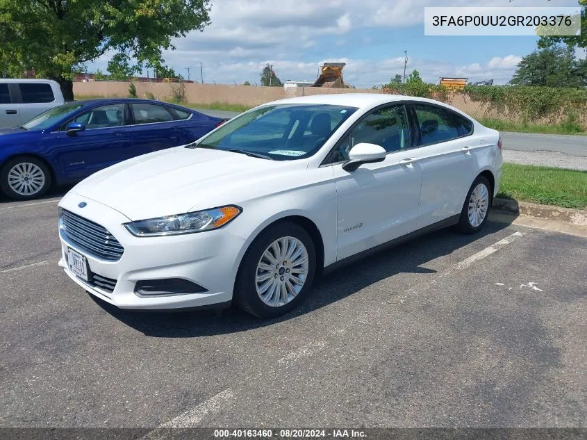 2016 Ford Fusion Hybrid S VIN: 3FA6P0UU2GR203376 Lot: 40163460