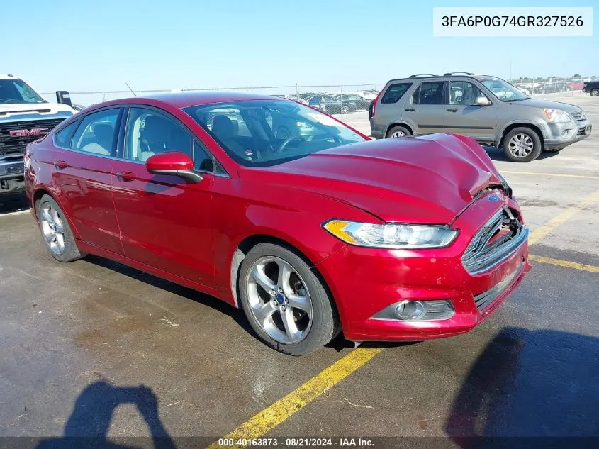 2016 Ford Fusion S VIN: 3FA6P0G74GR327526 Lot: 40163873