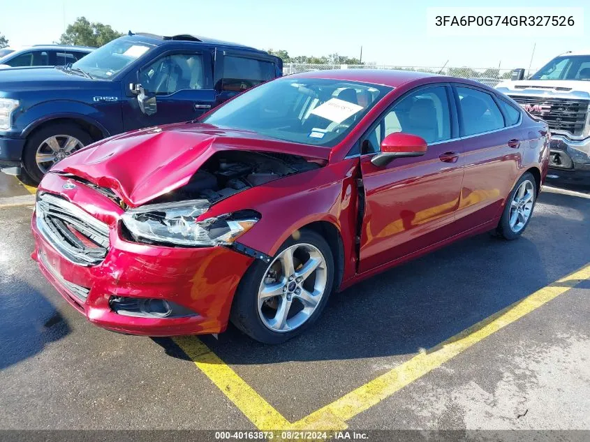 2016 Ford Fusion S VIN: 3FA6P0G74GR327526 Lot: 40163873