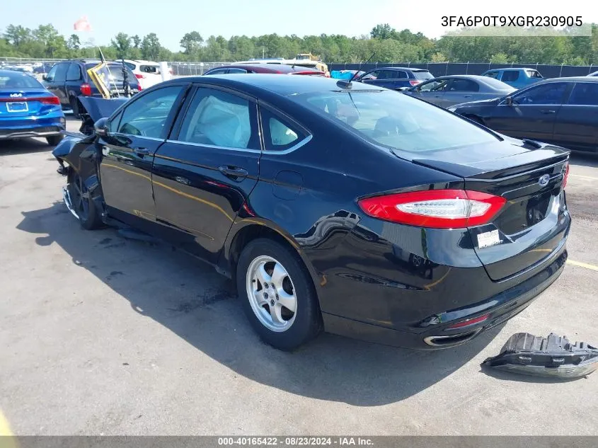 2016 Ford Fusion Se VIN: 3FA6P0T9XGR230905 Lot: 40165422