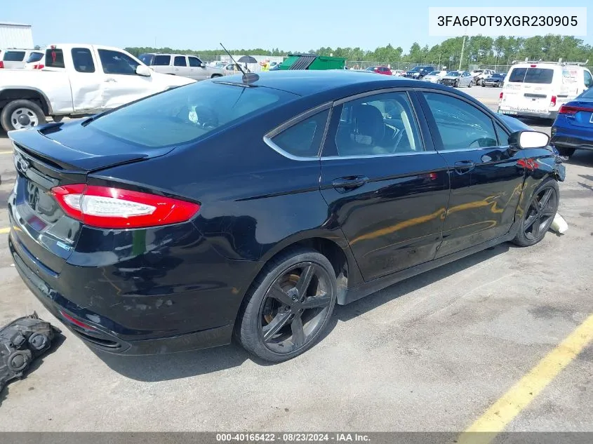 2016 Ford Fusion Se VIN: 3FA6P0T9XGR230905 Lot: 40165422