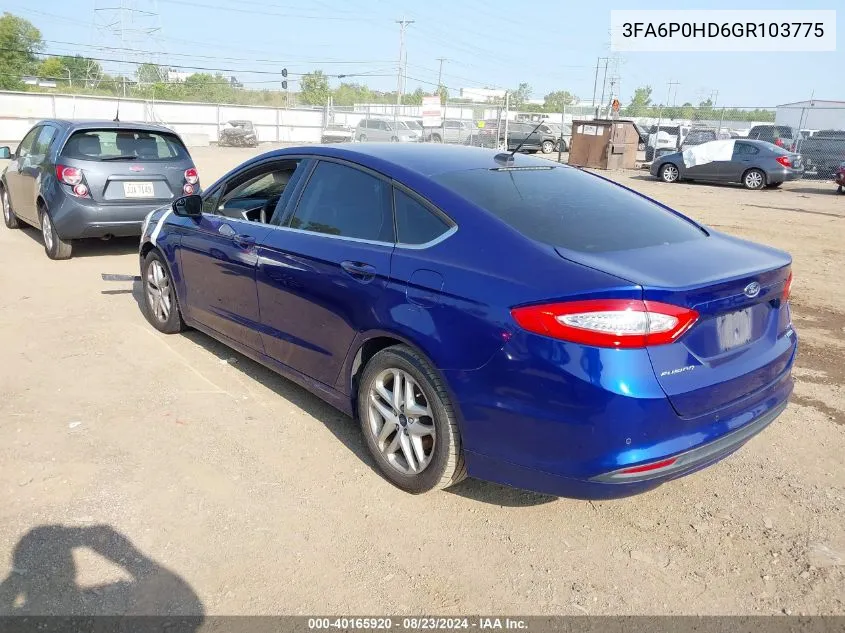 2016 Ford Fusion Se VIN: 3FA6P0HD6GR103775 Lot: 40165920