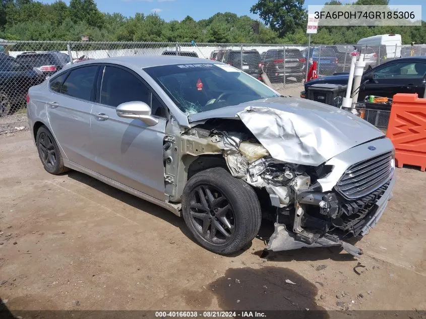 2016 Ford Fusion Se VIN: 3FA6P0H74GR185306 Lot: 40166038