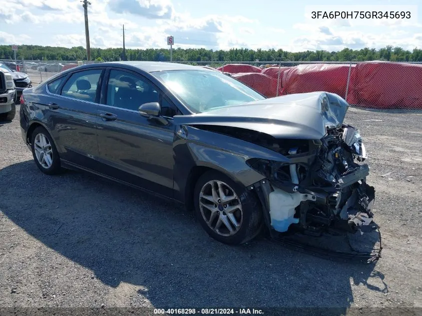 2016 Ford Fusion Se VIN: 3FA6P0H75GR345693 Lot: 40168298