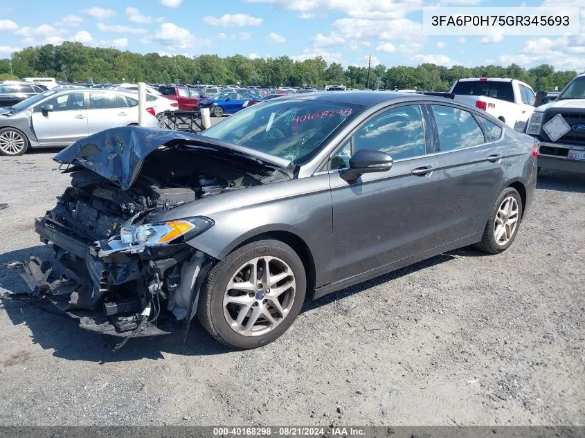 2016 Ford Fusion Se VIN: 3FA6P0H75GR345693 Lot: 40168298