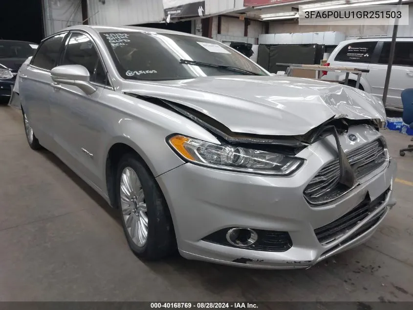 2016 Ford Fusion Hybrid Se VIN: 3FA6P0LU1GR251503 Lot: 40168769