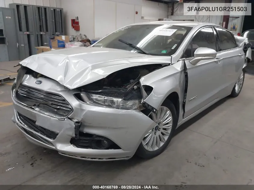 2016 Ford Fusion Hybrid Se VIN: 3FA6P0LU1GR251503 Lot: 40168769