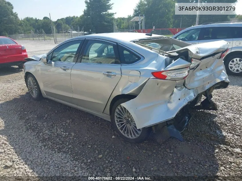 2016 Ford Fusion Titanium VIN: 3FA6P0K93GR301279 Lot: 40175602