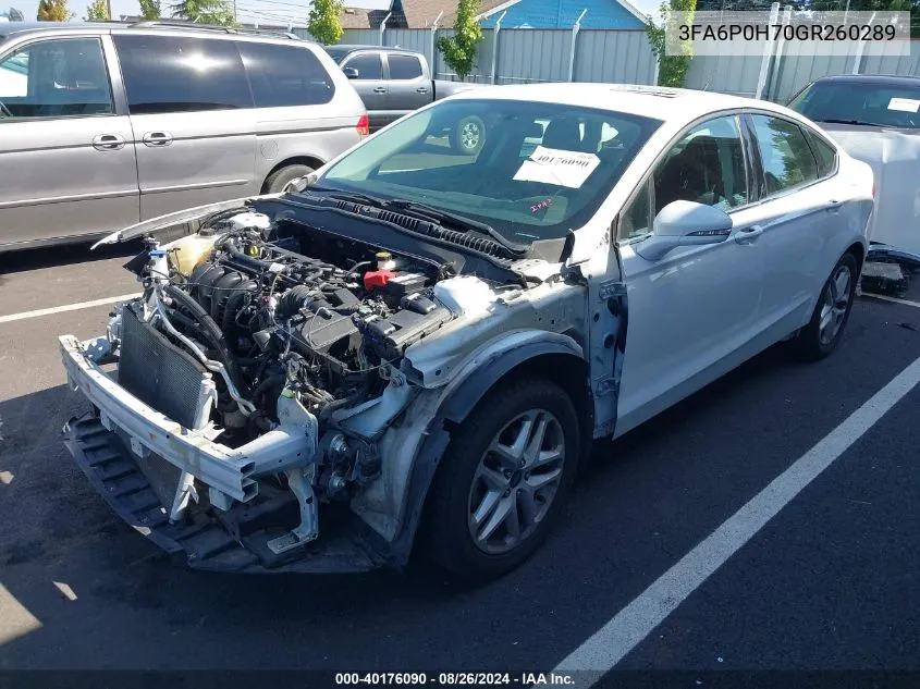 2016 Ford Fusion Se VIN: 3FA6P0H70GR260289 Lot: 40176090