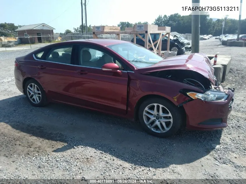 2016 Ford Fusion Se VIN: 1FA6P0H73G5113211 Lot: 40178891