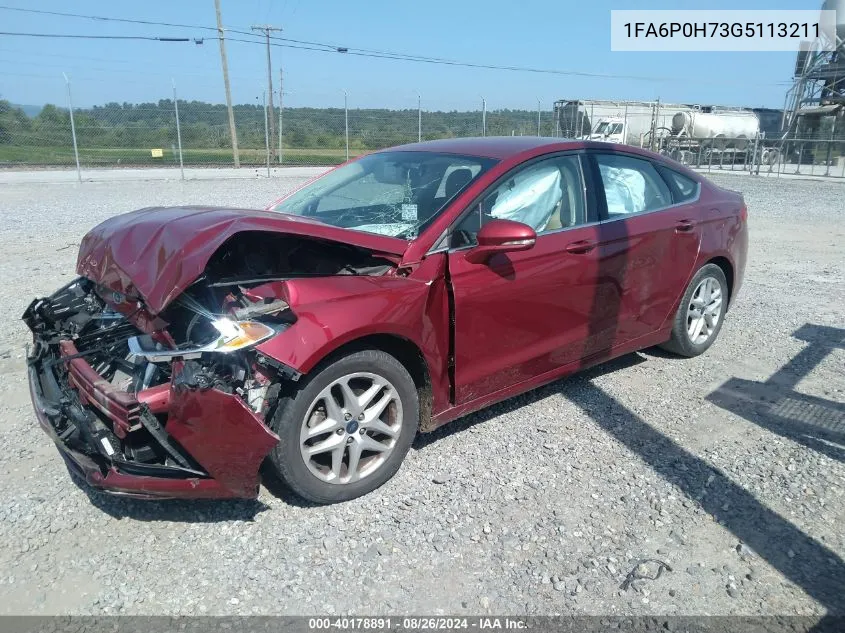 2016 Ford Fusion Se VIN: 1FA6P0H73G5113211 Lot: 40178891