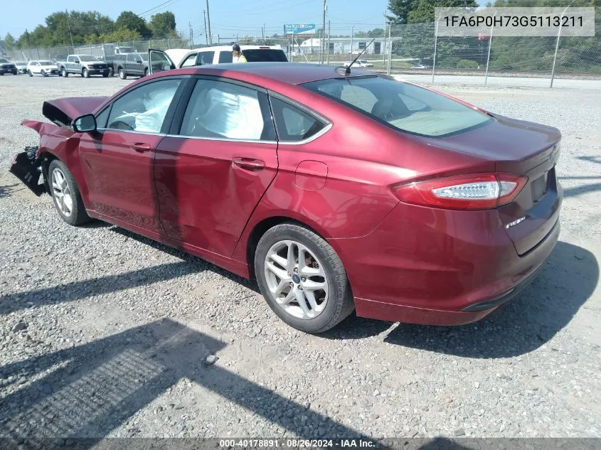 2016 Ford Fusion Se VIN: 1FA6P0H73G5113211 Lot: 40178891