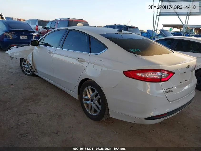 3FA6P0H74GR314418 2016 Ford Fusion Se