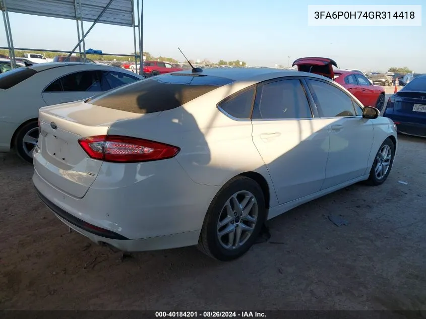 3FA6P0H74GR314418 2016 Ford Fusion Se