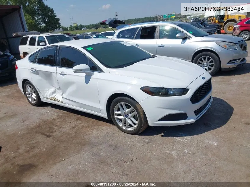 2016 Ford Fusion Se VIN: 3FA6P0H7XGR383484 Lot: 40191200