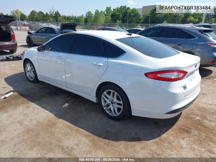 2016 Ford Fusion Se VIN: 3FA6P0H7XGR383484 Lot: 40191200