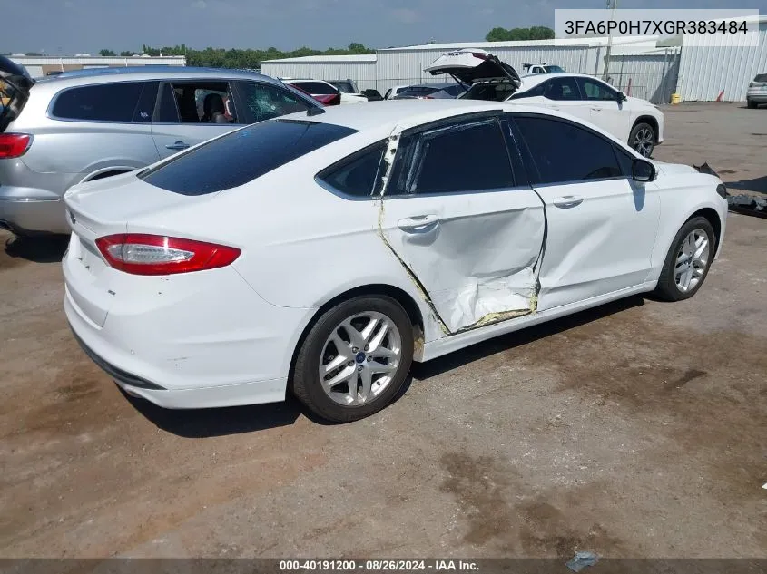 2016 Ford Fusion Se VIN: 3FA6P0H7XGR383484 Lot: 40191200