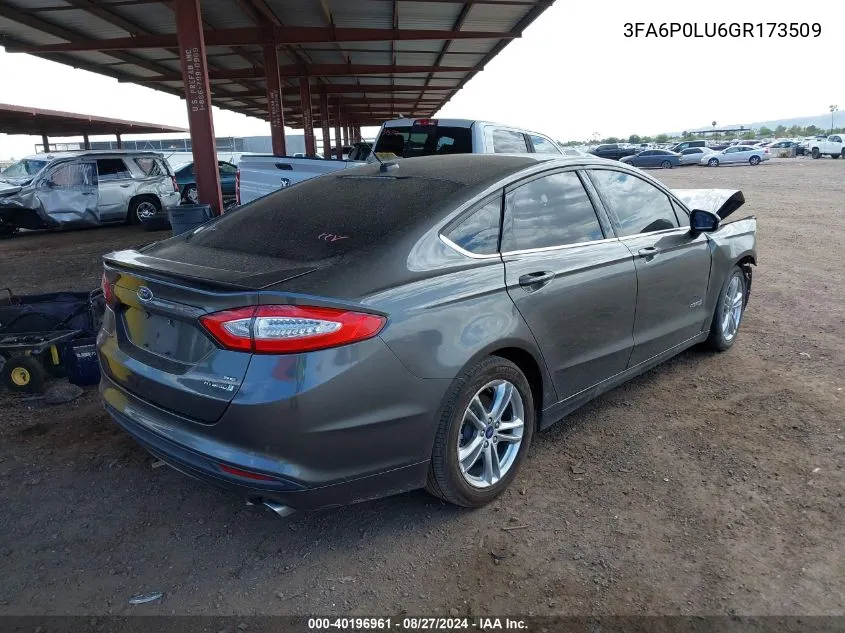 2016 Ford Fusion Hybrid Se VIN: 3FA6P0LU6GR173509 Lot: 40196961