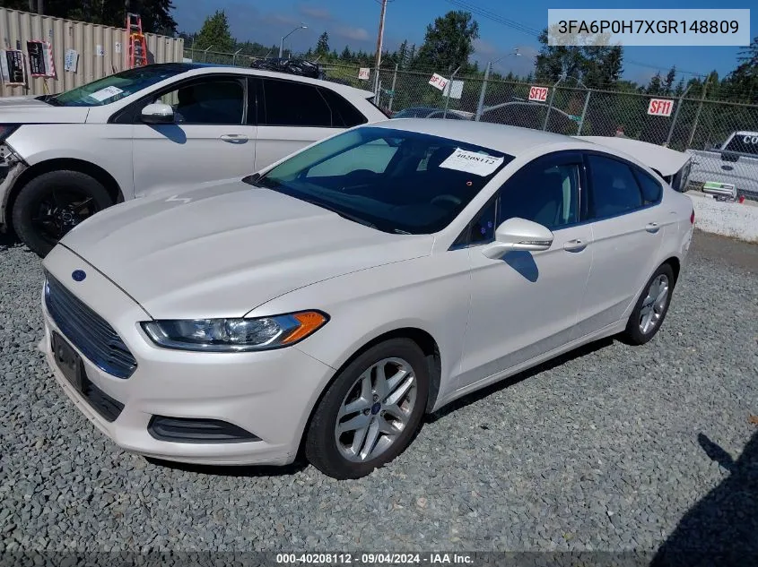 2016 Ford Fusion Se VIN: 3FA6P0H7XGR148809 Lot: 40208112