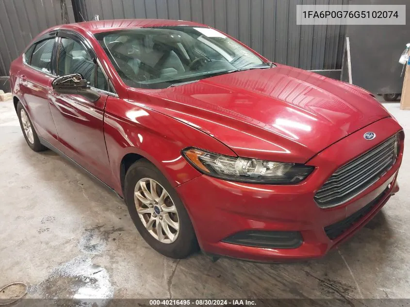 2016 Ford Fusion S VIN: 1FA6P0G76G5102074 Lot: 40216495