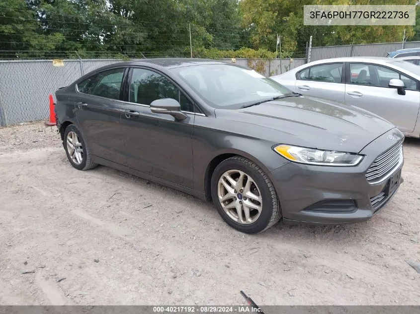 2016 Ford Fusion Se VIN: 3FA6P0H77GR222736 Lot: 40217192