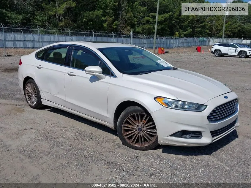 2016 Ford Fusion Se VIN: 3FA6P0HDXGR296836 Lot: 40219502