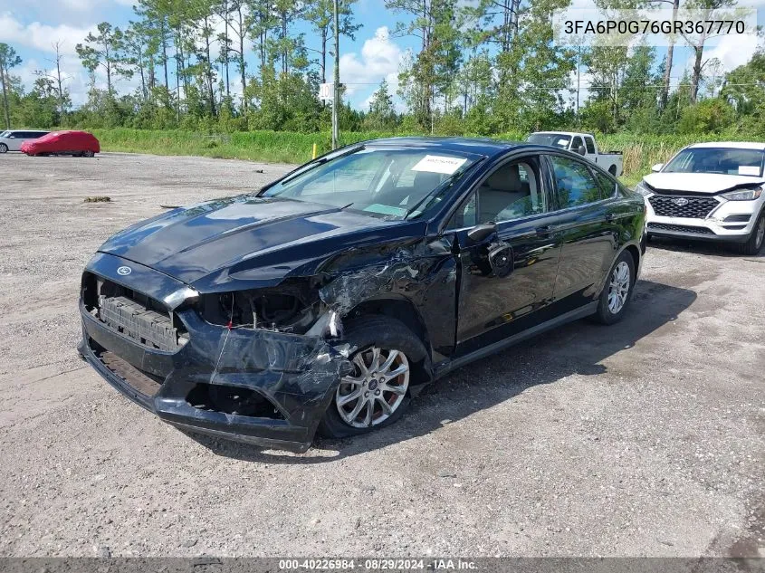 2016 Ford Fusion S VIN: 3FA6P0G76GR367770 Lot: 40226984