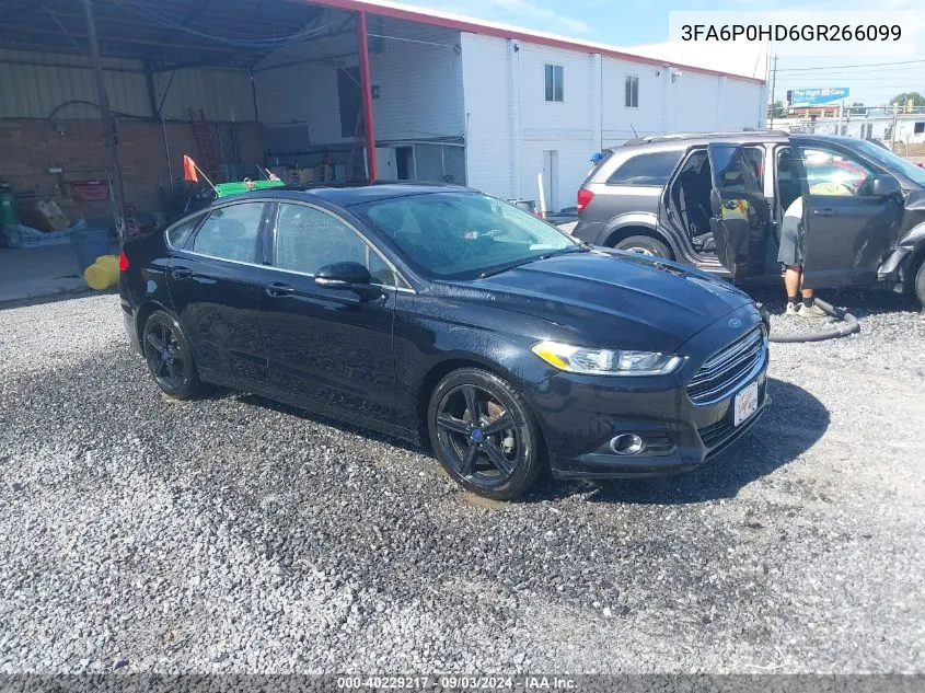 2016 Ford Fusion Se VIN: 3FA6P0HD6GR266099 Lot: 40229217