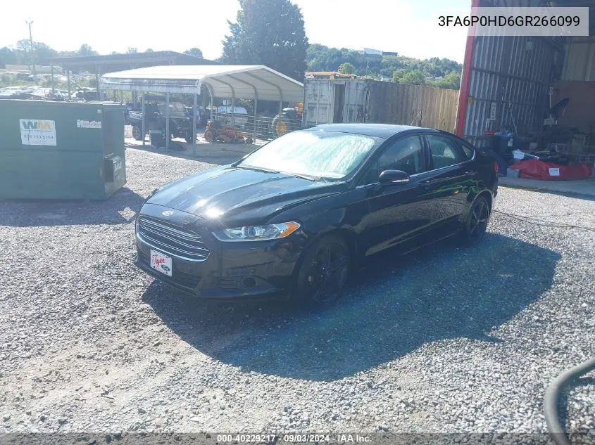 2016 Ford Fusion Se VIN: 3FA6P0HD6GR266099 Lot: 40229217