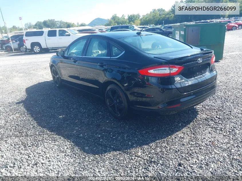 2016 Ford Fusion Se VIN: 3FA6P0HD6GR266099 Lot: 40229217