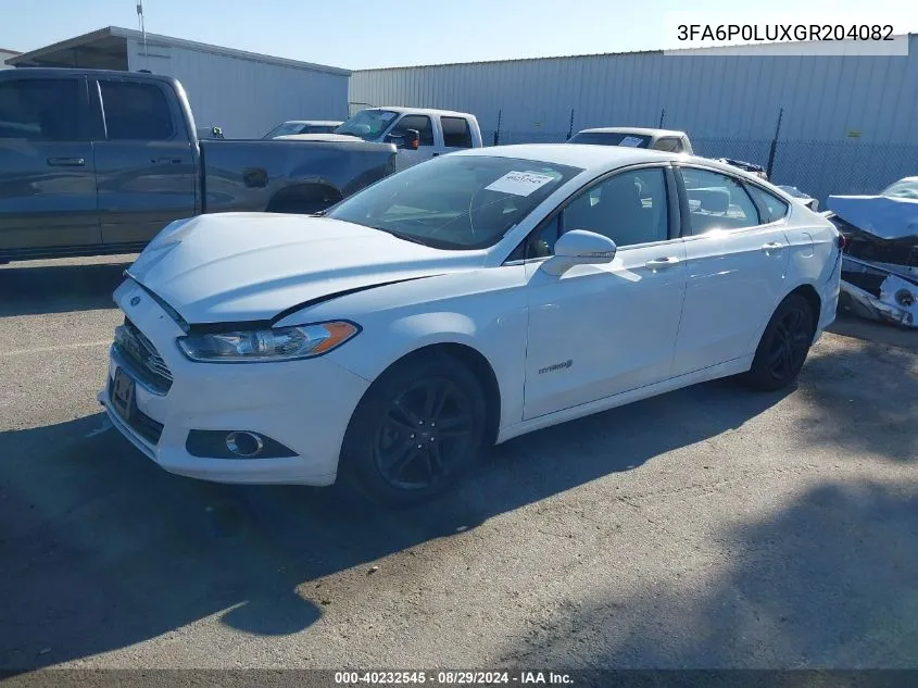 2016 Ford Fusion Hybrid Se VIN: 3FA6P0LUXGR204082 Lot: 40232545