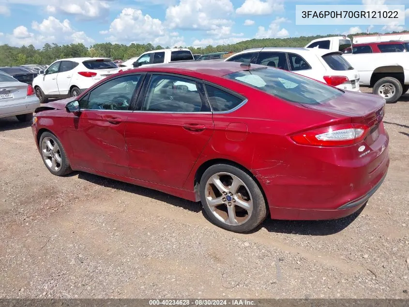 2016 Ford Fusion Se VIN: 3FA6P0H70GR121022 Lot: 40234628