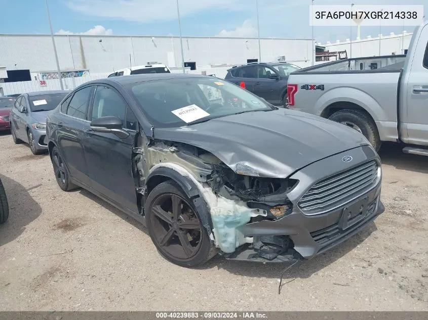 2016 Ford Fusion Se VIN: 3FA6P0H7XGR214338 Lot: 40239883