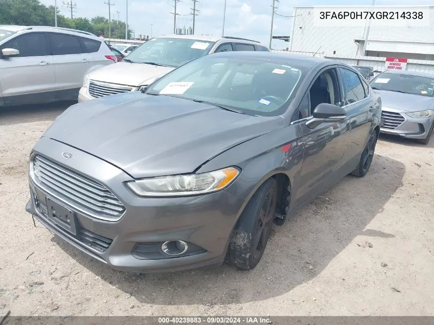 2016 Ford Fusion Se VIN: 3FA6P0H7XGR214338 Lot: 40239883