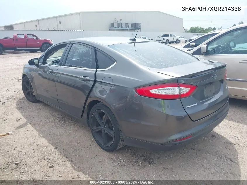 2016 Ford Fusion Se VIN: 3FA6P0H7XGR214338 Lot: 40239883