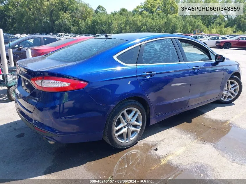 3FA6P0HD6GR343859 2016 Ford Fusion Se