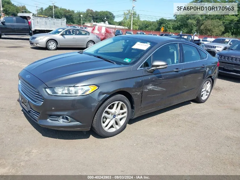 2016 Ford Fusion Se VIN: 3FA6P0HD1GR170963 Lot: 40243903