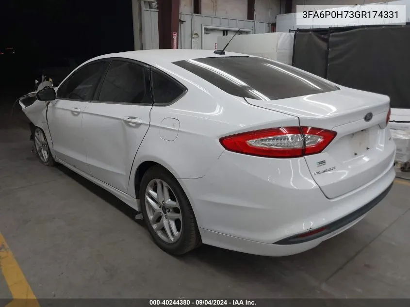 2016 Ford Fusion Se VIN: 3FA6P0H73GR174331 Lot: 40244380