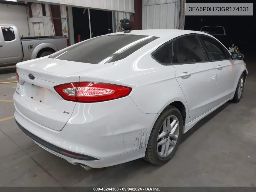 2016 Ford Fusion Se VIN: 3FA6P0H73GR174331 Lot: 40244380