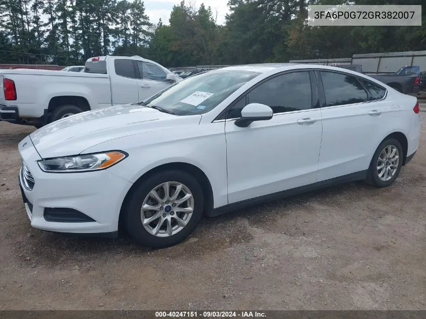 2016 Ford Fusion S VIN: 3FA6P0G72GR382007 Lot: 40247151